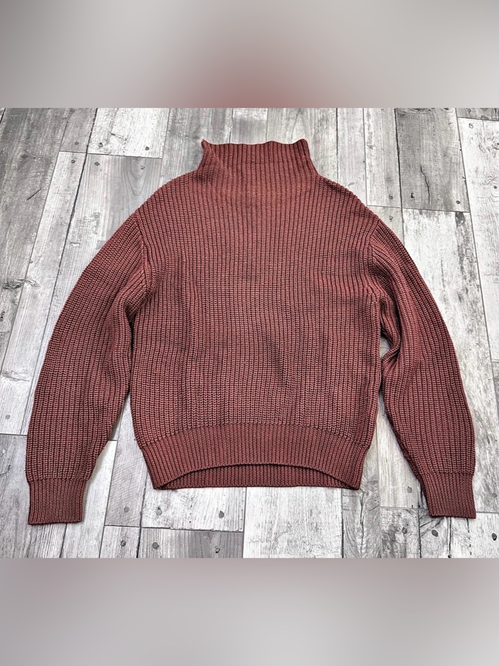 Wilfred Ribbed Turtleneck Sweater Merino Wool Brown Small